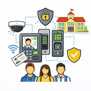 Access control system for educational institutions with time based student and staff entry