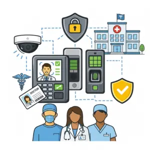 Hospital access control system with biometric security for restricted medical areas