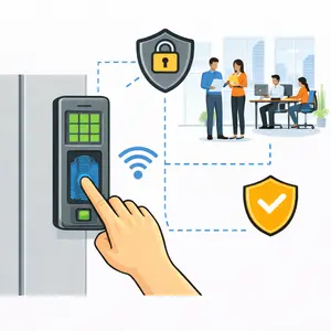 Biometric door lock system for office with secure employee access control