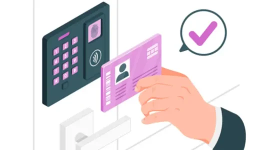 Secure door access control system with card based authentication and entry verification